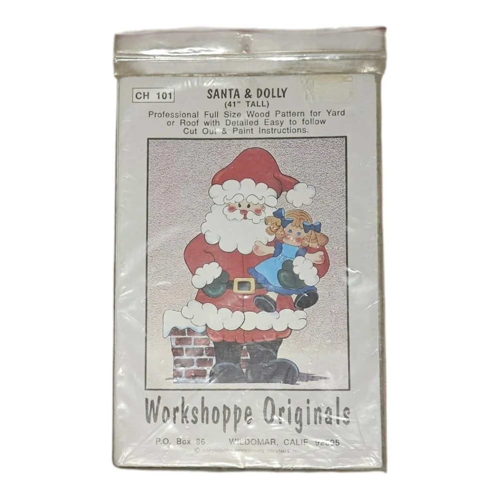 Vintage 1991 Winfield Santa & Dolly Wood Craft Pattern Workshoppe Originals